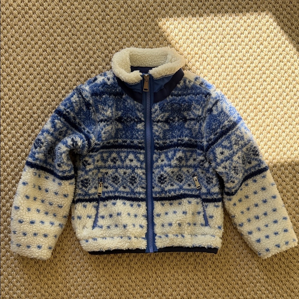 Polo by Ralph Lauren Blue and Cream Fleece Zip Jacket